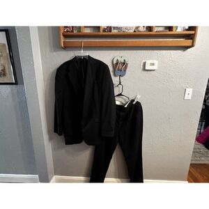 Stafford‎ Wool Suit Mens Black Size 44XT & 38Xl Vintage